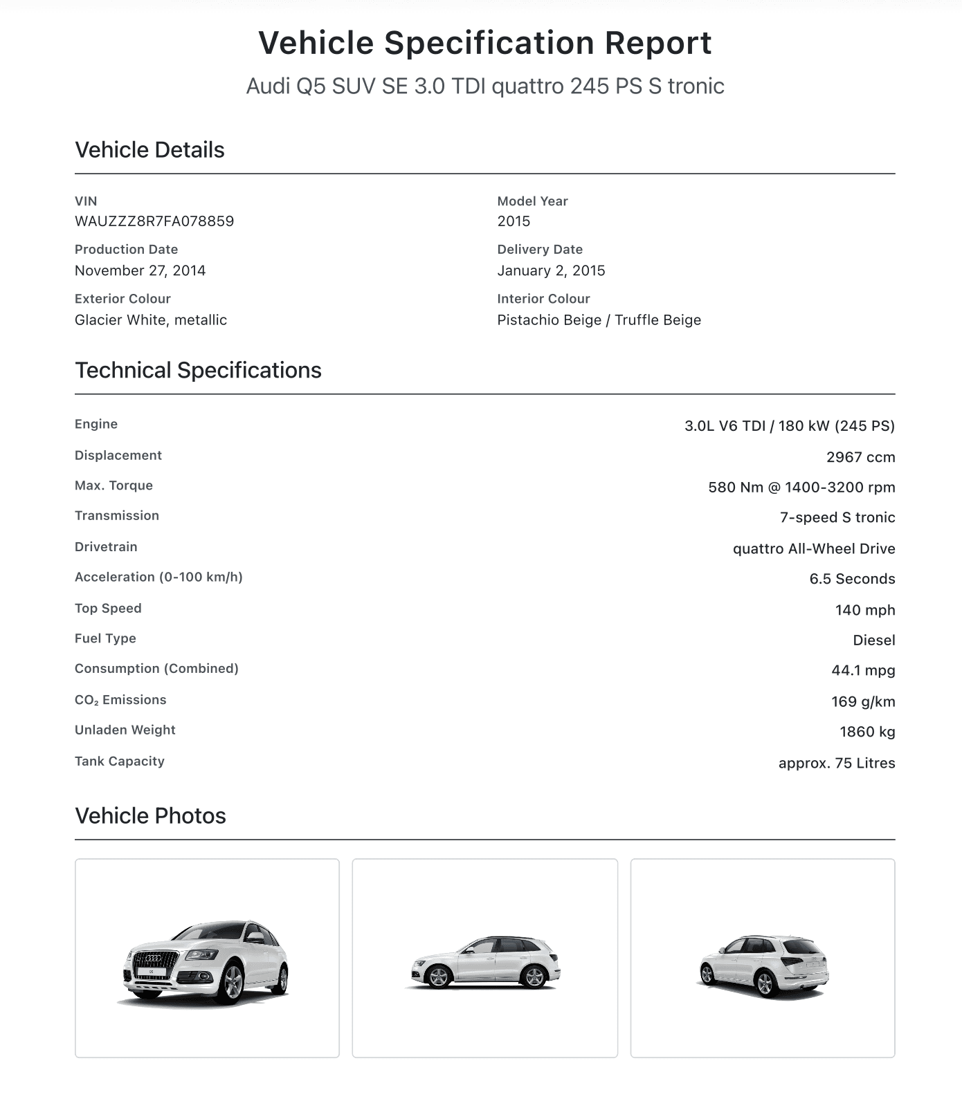 Audi Vehicle Details